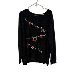 Black Sparkle Christmas‎ Sweater 2X- Karen Scott